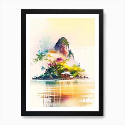 Koh Yao Noi Thailand Watercolour Pa Framed Wall Art Poster Canvas Print Picture