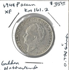 Coin Netherlands 1 Gulden 1944 P KM161.2, acorn privy mark, silver