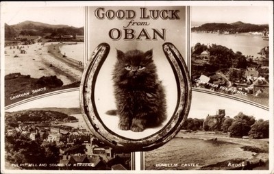 Ak Oban Schottland, Katze, Hufeisen, Landschaftsaufnahmen - 4946651