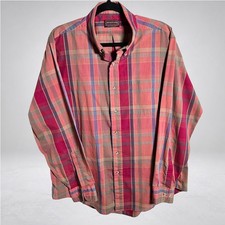 Chaps Ralph Lauren Mens Plaid Button Down Shirt XXL Pink Purple Cotton Blend