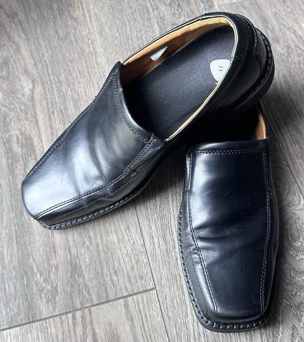 Mocassini slip on nuovi con scatola ECCO Bike Toe da uomo Oxford in pelle nera taglia 45 EU 11.5 12 US