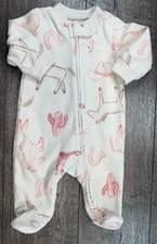 Baby Girl Clothes Carter's Newborn Fleece Cowboy Horse Footed Outfit