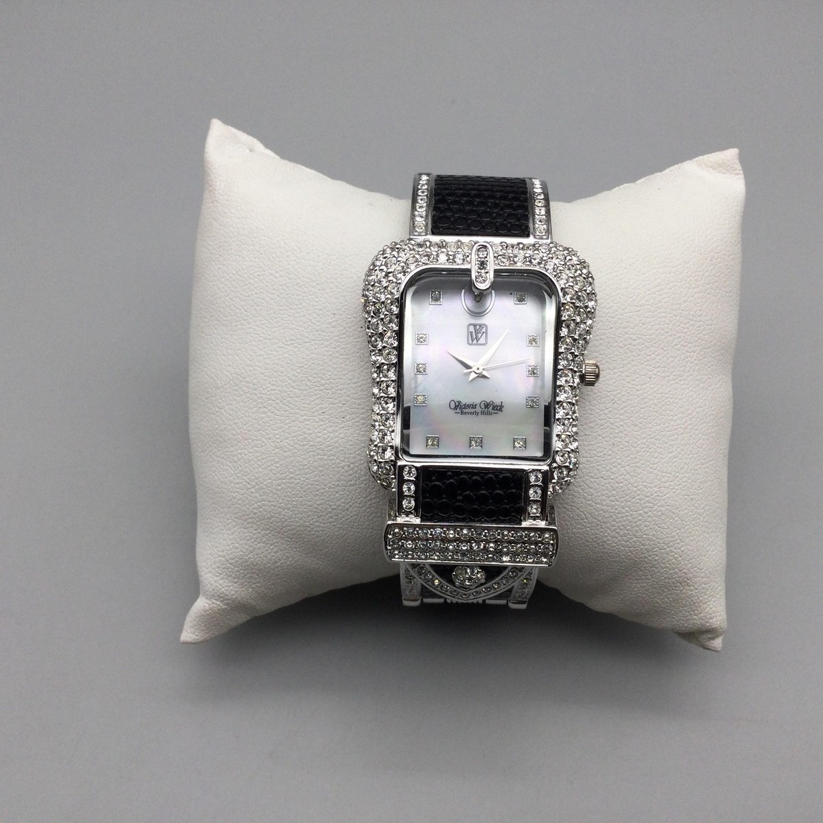 Victoria Wieck Watch Womens 32mm Silver Crystal MOP Dial Black