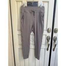 Halara High Waisted Jogger Pants Gray Nylon Blend Drawstring Pockets Size Large