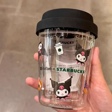 NEW Starbucks X Kuromi Sanrio Double-wall Glass Cup 10Oz Cute Cartoon Coffee Cup