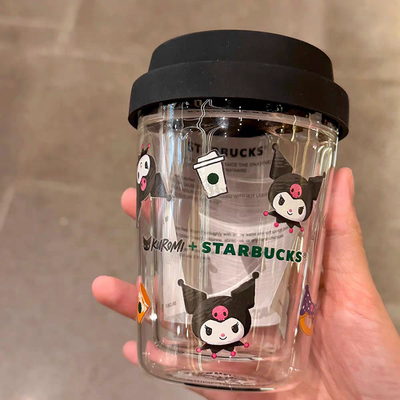 NEW Starbucks X Kuromi Sanrio Double-wall Glass Cup 10Oz Cute