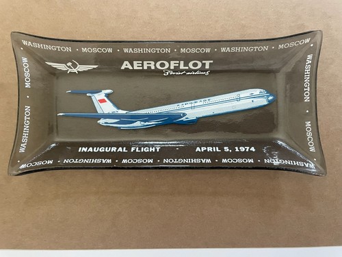 Aeroflot Soviet Ilyushin Il-62 Inaugural Flight 1974 Washington DC - Moscow Dish