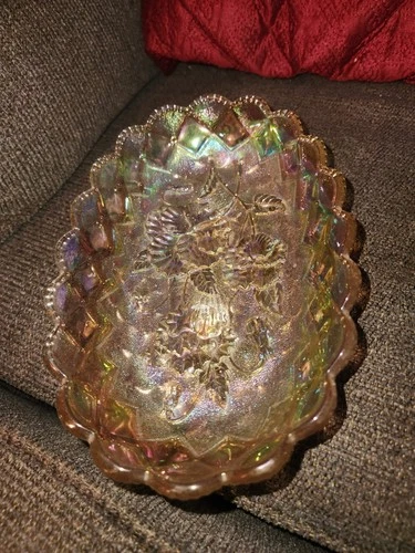 Imperial Pansy 8 3/4" Oval Relish Bowl-Marigold Carnival