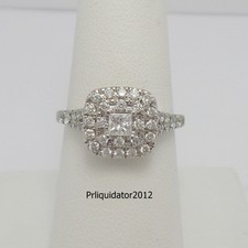 3/4CT Natural Diamond Halo Engagement Wedding Ring Bridal 14K White Gold Band