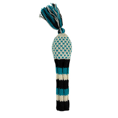 Teal, Black & White Chevron knit wool hybrid / utility golf headcover by Sunfish