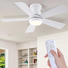 40in Ceiling Fan with Light Remote Dimmable 6 Speed DC Flush Mount
