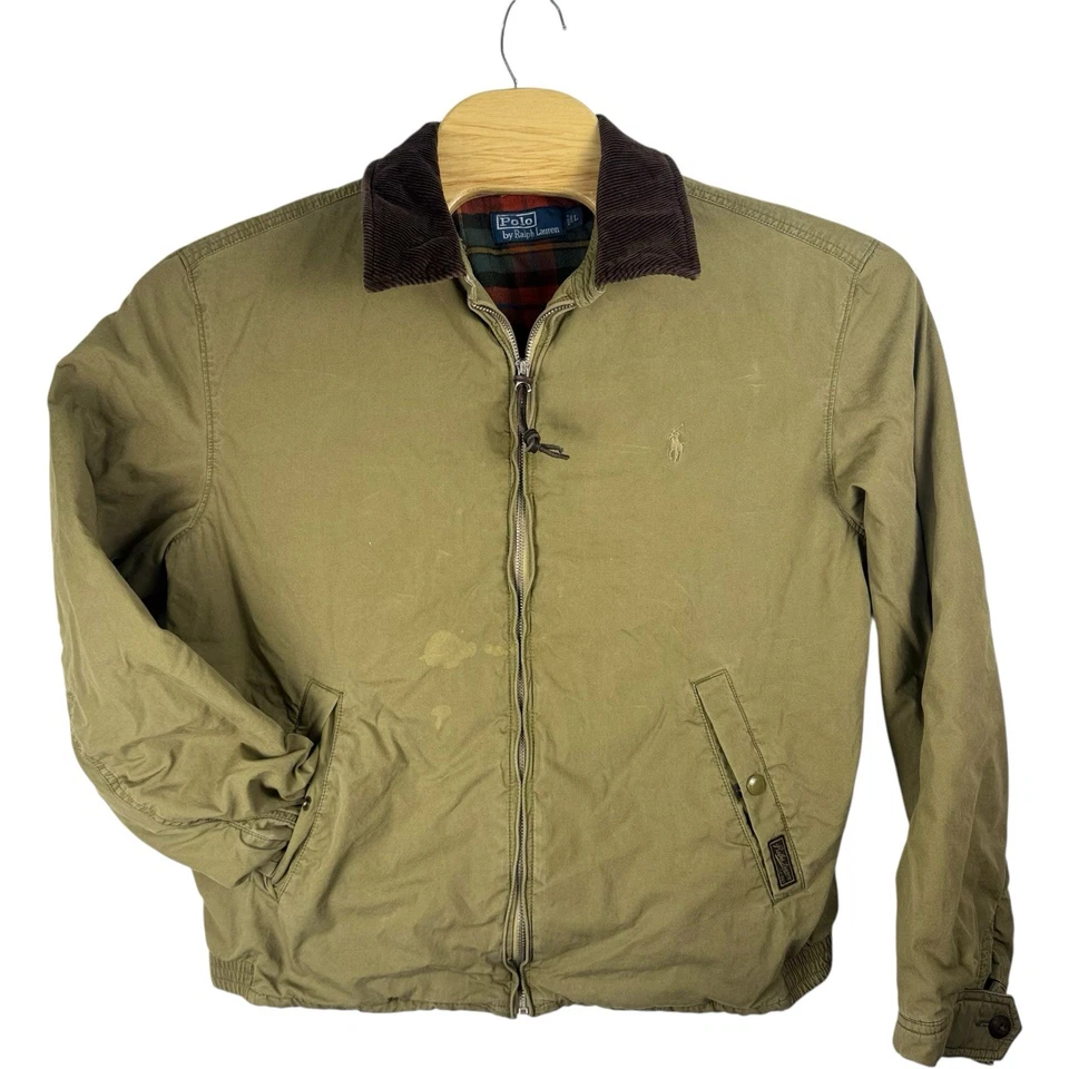 Chaqueta De Colección Polo Ralph Lauren Harrington Cuello Pana Franela Forrada Caqui Foto 2 de 4
