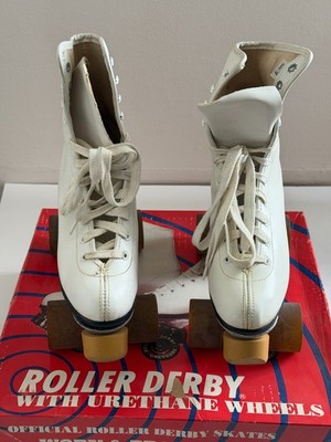 Roller Derby Women s White Skates W/Amber Urethane Wheels Size 7