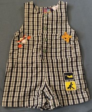 Vintage Y2K Disney Winnie The Pooh Tigger Plaid Short Overalls Size: 12 MOS