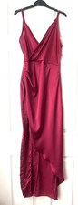 PrettyLittleThing Women Tulip Hem Sleeveless Front Split Maxi Dress Silky UK 4