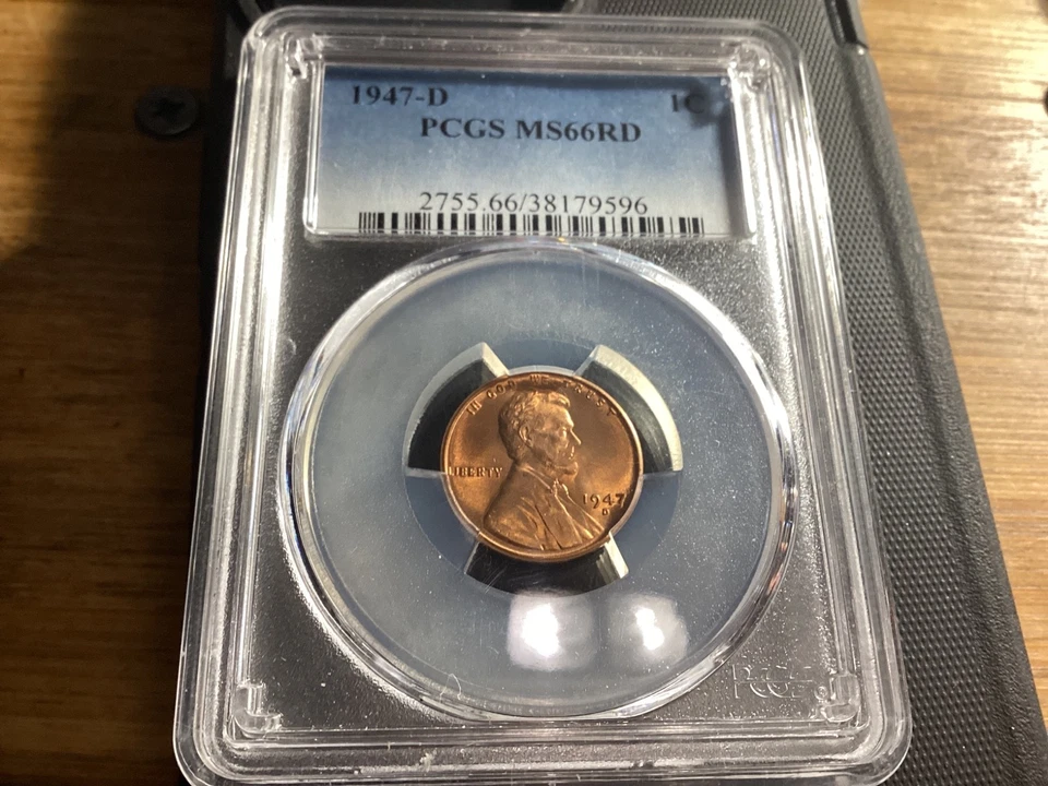 1947 D Lincoln Wheat Penny PCGS MS66 RED # 489 - Image 2 of 3