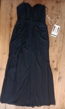 Sorella Vita Long Chiffon Dress Women 12 Black Strapless 8514 Evening Formal NWT