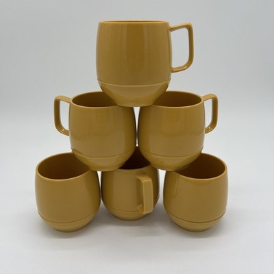 6 Dinex Insulated 3.5'' Cup Vintage Thermos Ware Mug Yellow USA King Seeley