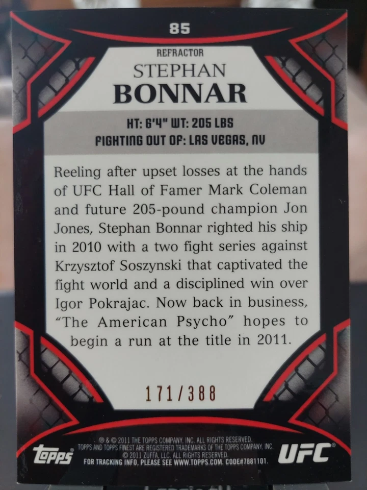Stephan Bonnar #85 2011 Topps UFC Finest X-Refractor #171/388 - Image 2 of 2