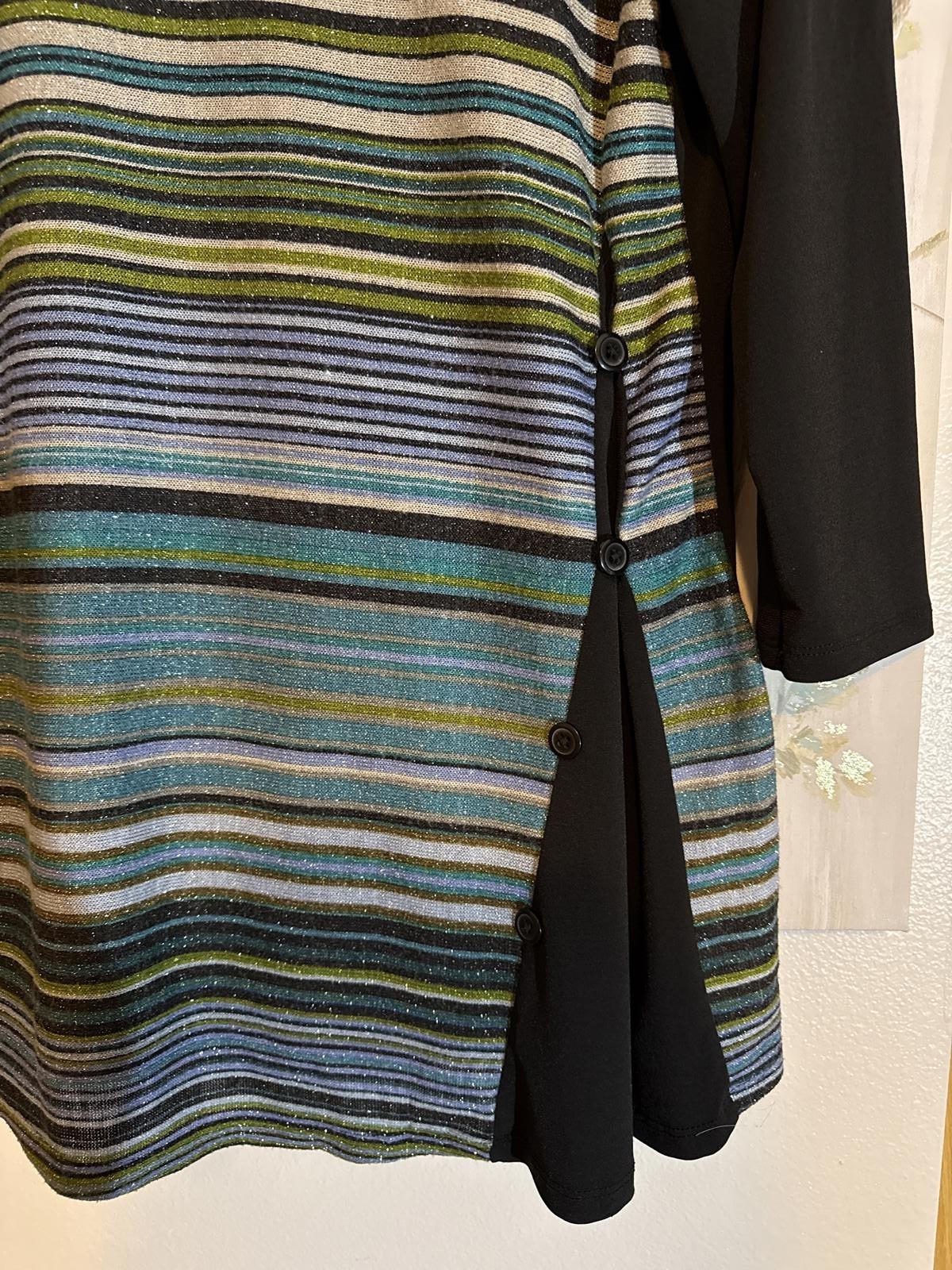 Notations Medium Striped Tunic with Side Button D… - image 3