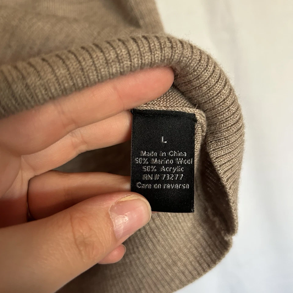 APT 9. Merino Wool Knit Vest Beige tan brown golf fall academia business Large - Image 3 of 4