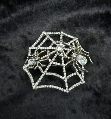 Spinne & Netz Brosche silberfarben Vintage inspiriert Schmuck Goth Steampunk Geschenk