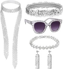 6TLG Disco Outfit Damen Accessoires 80er Jahre Abba Kostüm Damen 70er Jahre Bekl