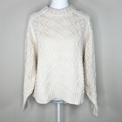 American Eagle Women's Ivory Chunky Pullover Cable Knit Sweater NWT