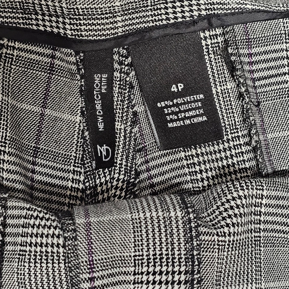 New Directions High Waisted Trouser Pants Pleated Gray Striped Womens Size 4P - Image 4 of 4