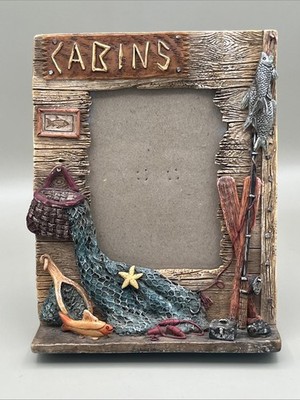 3D Picture Frame Resin Cabin Fishing Theme 5.25x3.5 Photos