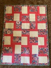 REDUCED Handmade Lap Quilt Multi-Colored Rose Pink, Size 40" X 54" New Unused
