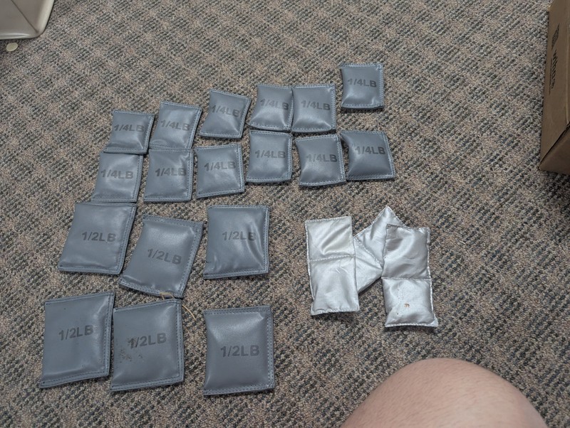 Weighted Vest Sensory Weight Packets 20pc 1/4 lb & 1/2 lb Gray/Silver