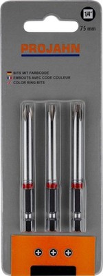 1/4'' markierter Bit Phillips Nr 3 3er Pack L75 mm