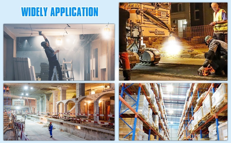 Portable LED Temporary Work Light 100W Industrial Construction Hanging Lamp Plug