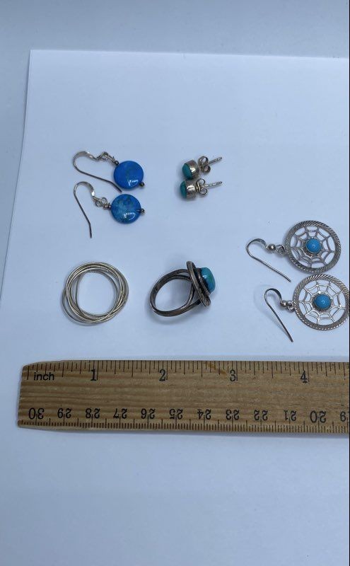 Sterling Silver Assorted Ring/Earring Jewelry Bun… - image 7