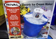 Rival Model 8420 TP 4 Quart Electric Ice Cream Yogurt Maker Blue Made In USA