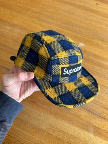 Casquette de camp Supreme x Harris Tweed « Yellow Plaid » SS25 EXPÉDITION LE JOUR MÊME ✅