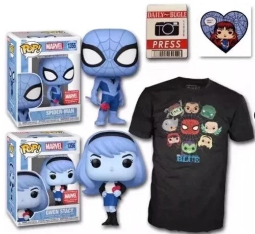 NEW Funko Pop Marvel Collector Corps Spider-Man Blue Mystery Box SZ LargeT Shirt