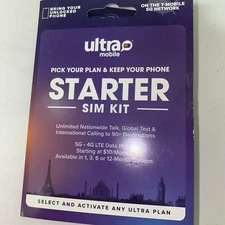 Ultra Mobile Micro/Regular SIM card for Unlocked Cell Phones Starter Talk Text