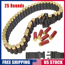 Shotgun Shell Holder 25 Shells 12/20GA Gauge Cartridge Ammo Bandolier Belt Black