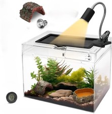 AZV Reptile Terrarium Tank 15.6" x 8"x 10" Amphibian Tank Starter Kit  L037