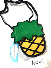 Pineapple Purse Small Tiki Shoulder Bag Crossbody Strap Green Yellow Vinyl NEW