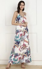 ONLY Womens bold Exotic Floral Print White Maxi Dress Sleeveless BNWOT . Medium