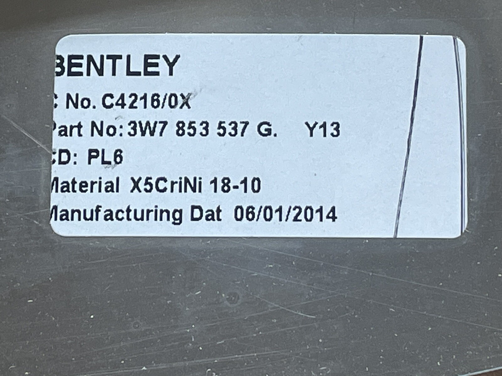 Bentley Continental GTC LH Driver Side Door Sill Scuff Plate 3W7853537G NEW OEM