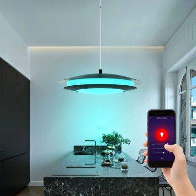 Hängelampe Pendelleuchte Wohnzimmerlampe CCT schwarz dimmbar Smart Home RGB LED  - Bild 1 von 4