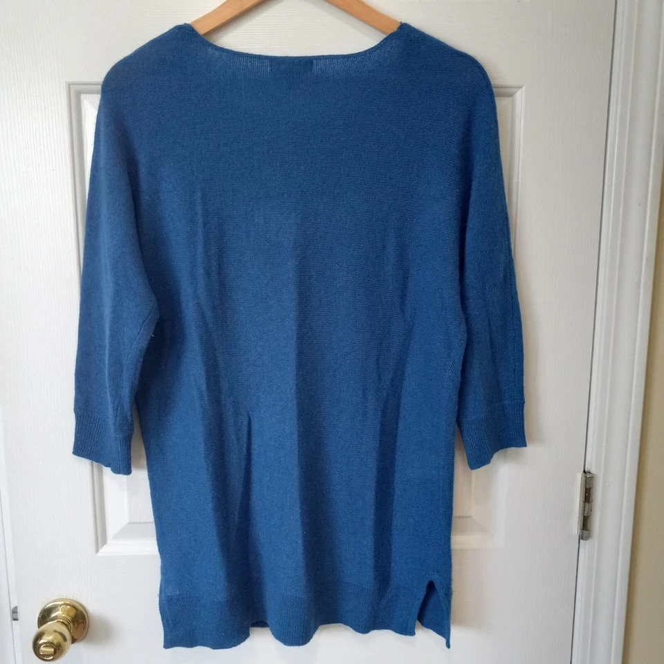 WILLI SMITH Women's Blue 2Ply Cashmere Sweater Casual Everyday Size M - Image 4 of 4
