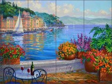 Ceramic Tile Mural Backsplash Senkarik Mediterranean Portofino Lake Como MSA147