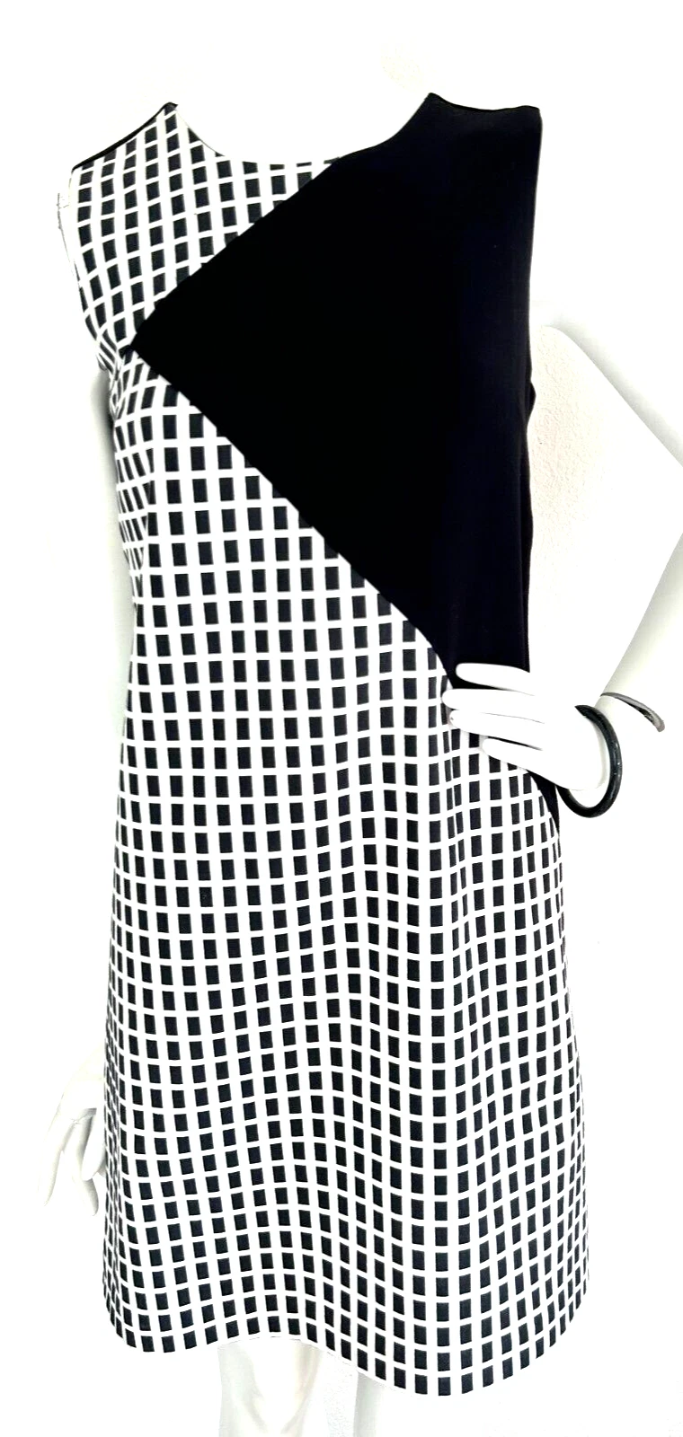 VETEMENTS Tubino abito alogeno ColorBlock geometrico senza maniche girocollo nero taglia X Small