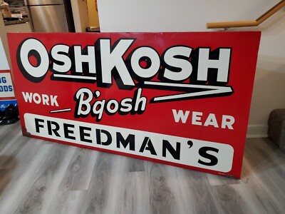c.1950s Original Vintage OshKosh B'gosh Sign Metal Work Wear