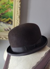 Vintage 50s Dark Brown Bowler Hat Hand Blocked 6 3/4 Pristine Condition Derby